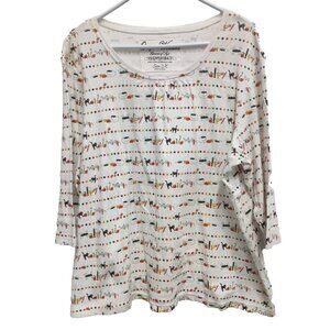 Onque Woman Womens Top Size 2X White Allover Print Happy Halloween Novelty Tee